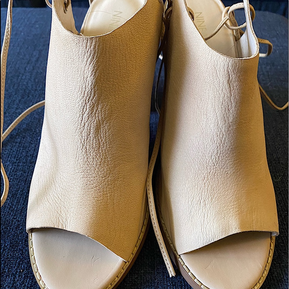 Women’s, Size 7 1/2 M Nine West Pinsento Booties, Leather, Lace-up Heel